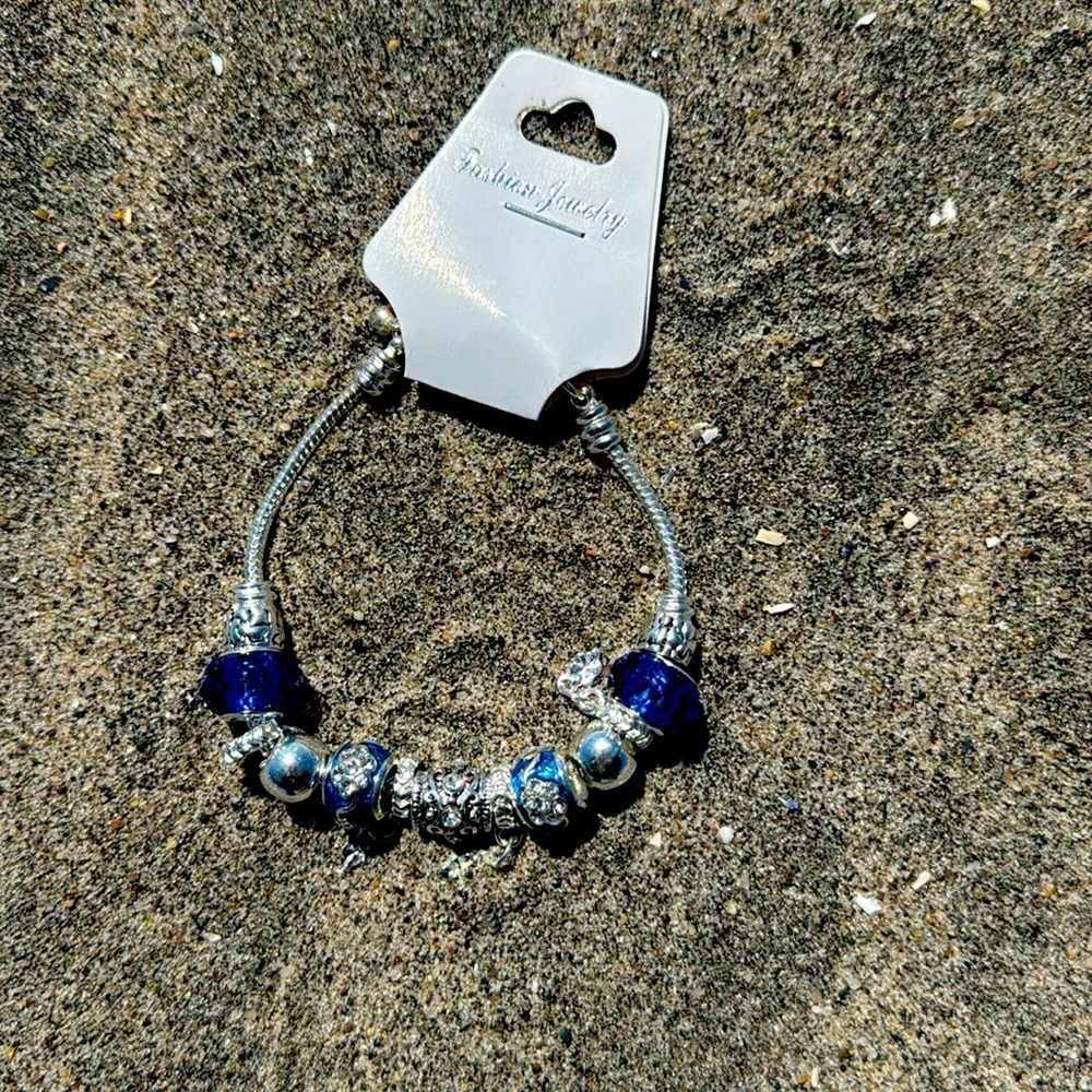 Blue crystal charm bracelet